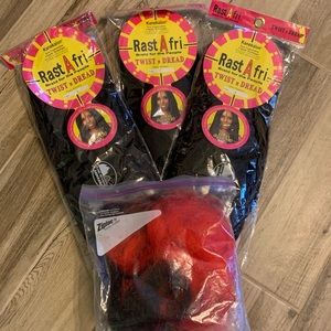 3 packs of Rast A fri Kanekalon Hair in black/Red